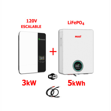 Respaldo Eléctrico 3kW Growatt con batería de  LITIO de 5kWh