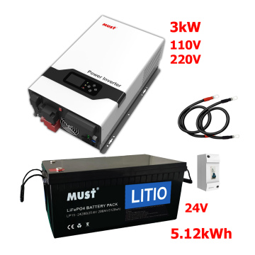 Respaldo Eléctrico Must 3000W 220V/110V con banco de baterías de  LITIO de 5120Wh