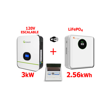Respaldo Eléctrico 3kW Growatt con batería de  LITIO 2.56kWh