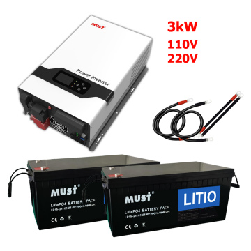 Kit Respaldo Eléctrico Must 3000W 220V/110V con banco de baterías de  LITIO de 5120Wh