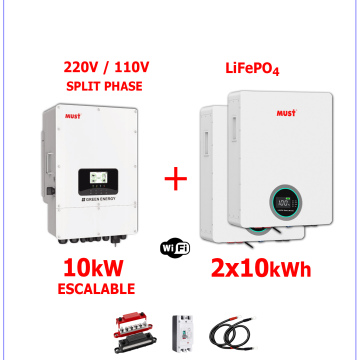 Respaldo Eléctrico 10kW Must con batería de  LITIO de 20kWh