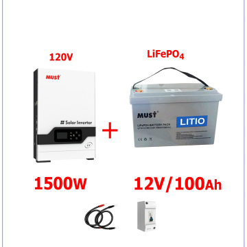 Respaldo Eléctrico Must 1500W con batería de LITIO 12V 100Ah