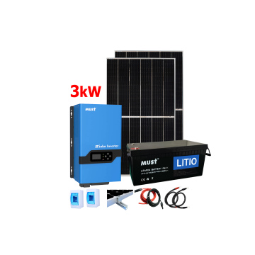 Kit Solar Must 3000W con banco de baterías de Litio 2560Wh y 800W en paneles solares 