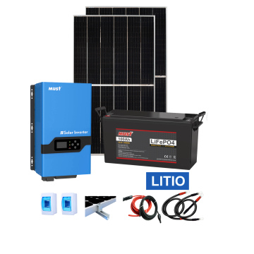 Kit Solar Must 1500W con banco de baterías de Litio 2560Wh y 800W en paneles solares 