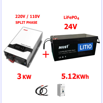 Respaldo Eléctrico Must 3000W 220V/110V con banco de baterías de  LITIO de 5120Wh