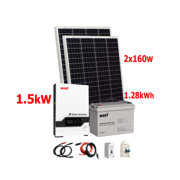 Kit Solar Must 1500W con banco de baterías de Litio 1280Wh y 320W en paneles solares