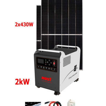 Kit Solar Must 2000W con batería de Litio 2560Wh y 860W en paneles solares 