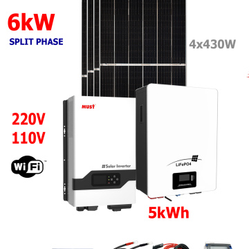 Kit Solar Must 6kW con banco de baterías de 5120Wh  1720W en paneles solares 
